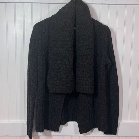 Ralph Lauren Rugby Dark Gray Cable Knit Shawl Collar Cardigan Sweater Chunky S - Picture 2 of 8